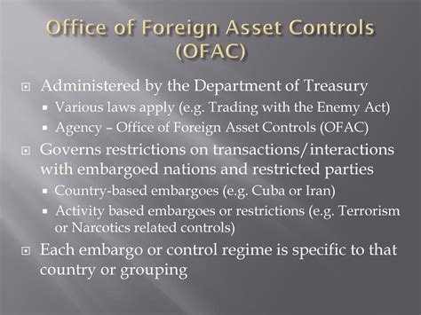 Prohibited Countries/Regions and Office of Foreign Assets.